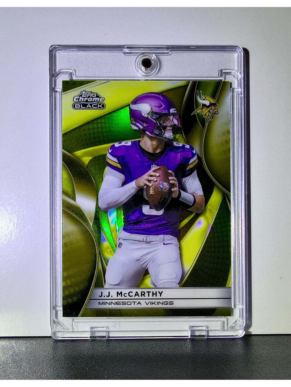 JJ McCarthy 2025 NFL Topps Chrome Black #67 Gold Refractor Card 22/50 Vikings